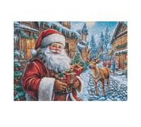 Santa Reindeer Forest Wildlife Wild Nature Rural 300 Piece Jigsaw Puzzle for Adults Fun Challenging And Enjoyable Perfect Pastime for Leisure at Home 300 PCS（40x28cm）