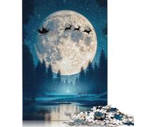 Santa Reindeer Sleigh Fly Puzzles Jigsaw Puzzle 500 Pieces for Adults Creative Jigsaw Puzzles Difficult Puzzle Challenging Game Gift Toys Teens Family Puzzles 500pcs (52x38cm)