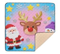 Santa Reindeer & Snowman Christmas Design Soft Foam Baby Gym & Activity Mat for Indoor Outdoor Cozy Breathable Baby Play Tummy Time Mat for Baby Toddler Infant, 50'' x 50''