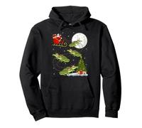Santa Riding Alligator Christmas Tree Decor Funny Xmas PJs Pullover Hoodie