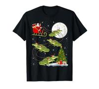Santa Riding Alligator Christmas Tree Decor Funny Xmas PJs T-Shirt