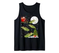 Santa Riding Alligator Christmas Tree Decor Funny Xmas PJs Tank Top