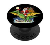 Santa Riding Dinosaur Christmas Palaeontology Design PopSockets Adhesive PopGrip