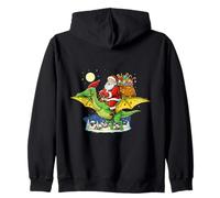 Santa Riding Dinosaur Christmas Palaeontology Design Zip Hoodie