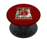 Santa Riding Donkey Reindeer Xmas Sweater Farmer Snowman PopSockets Adhesive PopGrip