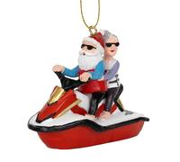 Santa Riding Jet Ski with Mrs Claus Christmas Tree Water Sport Ornament