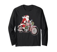 Santa Riding Motorcycle Candy Cane Chopper Funny Xmas Biker Long Sleeve T-Shirt