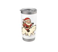 Santa Riding Polar Bear Stainless Steel Insulated Tumbler