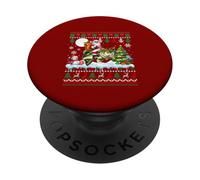 Santa Riding Reindeer Bass Fish Sweater Xmas Tree Snowman PopSockets Adhesive PopGrip
