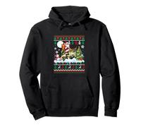 Santa Riding Reindeer Bass Fish Sweater Xmas Tree Snowman Pullover Hoodie