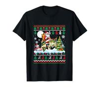 Santa Riding Reindeer Bass Fish Sweater Xmas Tree Snowman T-Shirt