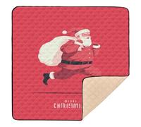 Santa Running Poster Large Sturdy Baby Activity Play Mat for Indoor Outdoor Water Resistant Padded Baby Mat for Newborns Babies Infants Toddlers, 50'' x 50''