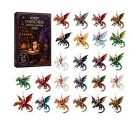 Santa’s Dragon Riders Advent Calendar 2026, Christmas Countdown Calendar | Fantasy Themed Dragon Ornaments, Santa Riding Dragon Christmas, Dragons Hanging 2D Acrylic Goth Christmas Ornaments