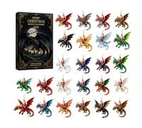 Santa’s Dragon Riders Advent Calendar 2026, Christmas Countdown Calendar | Fantasy Themed Dragon Ornaments, Santa Riding Dragon Christmas, Dragons Hanging 2D Acrylic Goth Christmas Ornaments