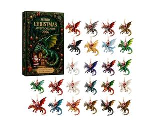 Santa’s Dragon Riders Advent Calendar 2026, Christmas Countdown Calendar | Fantasy Themed Dragon Ornaments, Santa Riding Dragon Christmas, Dragons Hanging 2D Acrylic Goth Christmas Ornaments