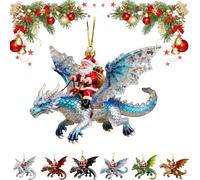 Santa’s Dragon Riders Ornament Collection, 2d Santa Riding A Dragon (c)