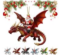 Santa’s Dragon Riders Ornament Collection, 2d Santa Riding A Dragon (e)