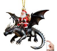 Santa’s Dragon Riders Ornament Collection, 2D Santa Riding a Dragon Pendant Tree Ornaments,Unique Festive Acrylic Hanging Decor for Xmas Tree,Home