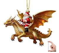Santa’s Dragon Riders Ornament Collection, 2D Santa Riding a Dragon Pendant Tree Ornaments,Unique Festive Acrylic Hanging Decor for Xmas Tree,Home