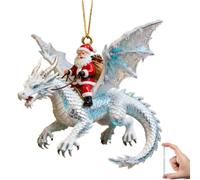 Santa’s Dragon Riders Ornament Collection, 2D Santa Riding a Dragon Pendant Tree Ornaments,Unique Festive Acrylic Hanging Decor for Xmas Tree,Home