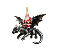 Santa’s Dragon Riders Ornament Collection, Fantasy Themed Dragon Ornaments, Santa Riding D ragon Christmas, Dragons Hanging Acrylic Goth Christmas Ornaments (BB)