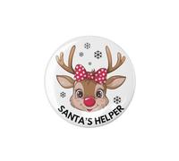 Santa’s Helper Christmas Badge for Girls - Cute Reindeer 58mm Pin Button | Xmas Stocking Filler, School Christmas Accessory, Secret Santa Gift, Festive Kids Party Badge