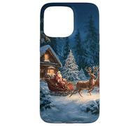 Santa’s Sleigh Christmas Cabin Winter Night Holiday Design Case for iPhone 15 Pro Max