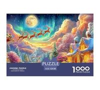 Santa’s Sleigh Flies over A Glowing Winter Village 1000 Piece Jigsaw Puzzle Christmas Style Brainteasing Fun for Adults & Kids 52x38cm/1000pcs