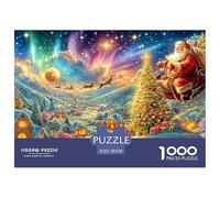 Santa’s Sleigh Flying over A Glowing Christmas Village 1000Pc Jigsaw Puzzle Christmas Style Premium Quality, Great for Adults & Kids 70x50cm/1000pcs