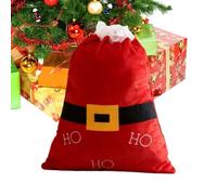 Santa Sack - Large Drawstring Bag, Reusable Gift Pouch, Festive Red Holiday Supply, Candy Storage Carrier for Kids Adults Family, Birthday Halloween Thanksgiving Home Party New Year Wedding