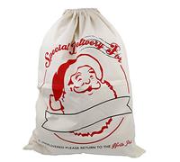 Santa Sack Large White, Father Christmas Draw String Present Bag, Christmas Bag For Adults and Children, Festive Gift Bags for Xmas Day, Large Gift Sack - By TRIXES