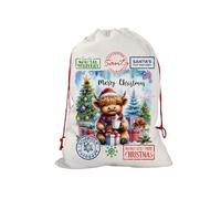 Santa Sack With Cow, Christmas Sack With Cow, Medium Christmas Sack, Christmas Stockings, Cute Santa Sack, Cute Christmas Sack