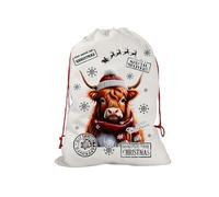 Santa Sack With Cow, Christmas Sack With Cow, Medium Christmas Sack, Christmas Stockings, Cute Santa Sack, Cute Christmas Sack