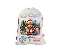 Santa Sack With Cow, Christmas Sack With Cow, Medium Christmas Sack, Christmas Stockings, Cute Santa Sack, Cute Christmas Sack