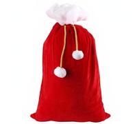 Santa Sacks, Large Festive Velvet Santa Bag, Red/white, 19.7x27.6in | Room for multiple, soft velvet fabric, festive graphics, great for kids' holiday presents & decor