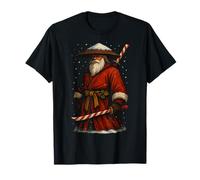 Santa Samurai Warrior with Cane Candy Katana a Christmas T-Shirt