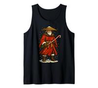 Santa Samurai Warrior with Cane Candy Katana a Christmas Tank Top