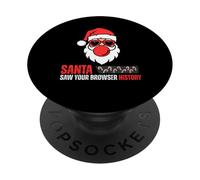 Santa Saw Your Browser History Funny Christmas Design PopSockets Adhesive PopGrip