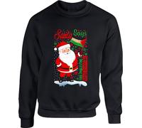 Santa Says Free Palestine Jumper Merry Christmas Santa Claus Palestinian Flag Stand With Palestine We Want Peace Gift For Family & Friends Xmas Unisex Adult & Kids Top (XL, Black)