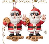 Santa Says Six-Seven! Fun Ornament,Funny Christmas Ornaments 2025,Viral Slang Saying from Social Media 67 Meme,Santa Ornamen for Christmas Tree, Gag Gifts, Stocking Stuffers(2pcs)