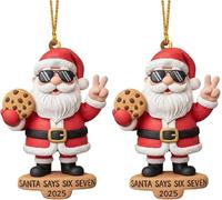 Santa Says Six Seven Ornament, 2PCS Funny 67 Meme Christmas Ornaments, Novelty Santa Says Six Seven Gag Figures Christmas Decoration, Fun Santas Claus 6 7 Meme Pendants Chris-tmas Tree Decoration