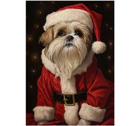 Santa Shih Tzu Puzzles 1000 Pieces for Adults - Pet Santa Costume Portrait for Shih Tzu Owner - Funny Challenging Jigsaw Puzzle Perfect for Game Nights