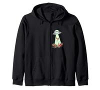Santa Sleigh Alien Abduction Zip Hoodie