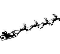 Santa Sleigh and Reindeer Christmas Vinyl Decal Sticker for Car/Window/Wall (Black Gloss)