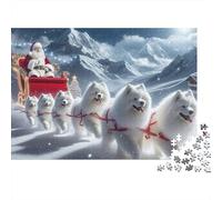 Santa Sleigh Dogs 1000 Piece Sturdy Cardboard Puzzle for Puzzle Enthusiasts Friends Gathering Holiday Pastime Social Icebreaker Collectible Item 52x38cm/1000pcs