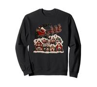 Santa Sleigh Over Red Village Holiday Design Sweatshirt