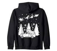 Santa Sleigh Pulled By Dinosaurs Kids Christmas For Boys Zip Hoodie