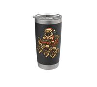 Santa Sleigh Pulled by Pugs Retro Christmas Stainless Steel Insulated Tumbler