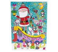 Santa Sleigh with Animals Advent Calendar Greetings Card | Christmas Advent Greetings Card with Envelope | Door Advent Calendar - 13x18cm