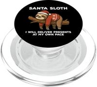 Santa Sloth I Will Deliver Presents Funny Christmas Xmas PopSockets PopGrip for MagSafe